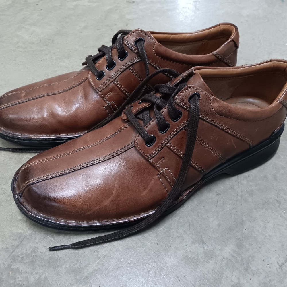 Men's Clarks Brown Leather Shoes Sz 9.5
